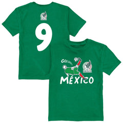 Raúl Jiménez Mexico National Team Vive La Fete Youth Player Name & Number Chilena Style T-Shirt - Green