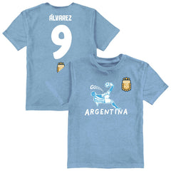 Julián Álvarez Argentina National Team Vive La Fete Youth Player Name & Number Chilena Style T-Shirt - Light Blue