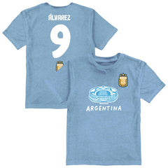 Julián Álvarez Argentina National Team Vive La Fete Youth Player Name & Number Stadium Style T-Shirt - Light Blue