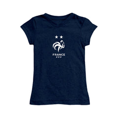 France National Team Vive La Fete Girls Youth Color Badge Fitted T-Shirt - Navy