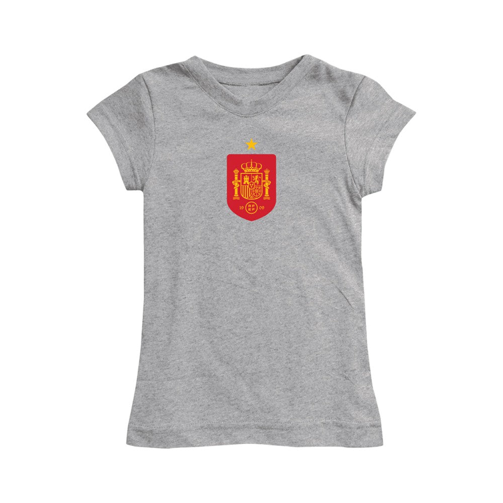 Spain National Team Vive La Fete Girls Youth Color Badge Fitted T-Shirt - Gray