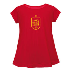 Spain National Team Vive La Fete Girls Youth Color Badge A-Line Top - Red
