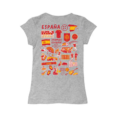 Spain National Team Vive La Fete Girls Youth Impressions Artwork Fitted T-Shirt - Gray