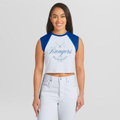 MLB Texas Rangers WEAR by Erin Andrews Women's Cooperstown Cropped Raglan Tank Top