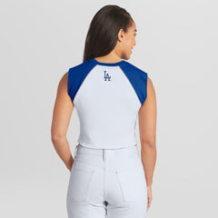 MLB Los Angeles Dodgers WEAR by Erin Andrews Women's Cooperstown Cropped Raglan Tank Top