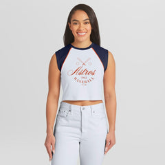MLB Houston Astros WEAR by Erin Andrews Women's Cooperstown Cropped Raglan Tank Top