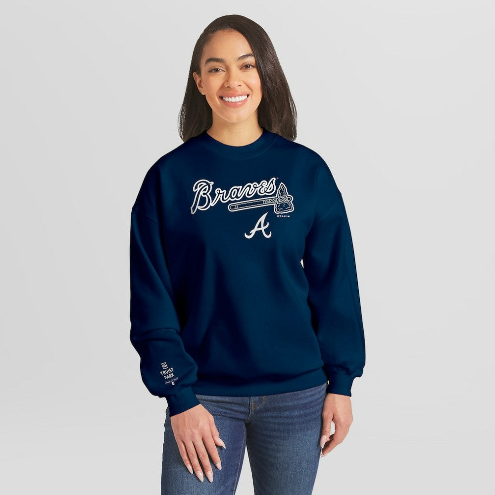 MLB Atlanta Braves WEAR by Erin Andrews Women's Heavyweight Crew Neck Sweatshirt