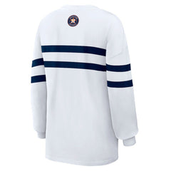 MLB Houston Astros WEAR by Erin Andrews Women's Oversized Long Sleeve Striped T-Shirt