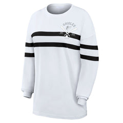 MLB Baltimore Orioles WEAR by Erin Andrews Women's Oversized Long Sleeve Striped T-Shirt