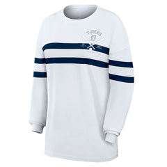 MLB Detroit Tigers WEAR by Erin Andrews Women's Oversized Long Sleeve Striped T-Shirt