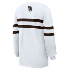 MLB San Diego Padres WEAR by Erin Andrews Women's Oversized Long Sleeve Striped T-Shirt