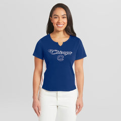 MLB Chicago Cubs WEAR by Erin Andrews Women's Notch Neck Cropped T-Shirt