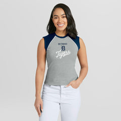 MLB Detroit Tigers WEAR by Erin Andrews Women's Cropped Raglan Tank Top