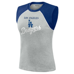 MLB Los Angeles Dodgers WEAR by Erin Andrews Women's Cropped Raglan Tank Top