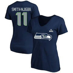 Jaxon Smith-Njigba Women's Super Bowl LX Patch Plus Size Name & Number V-Neck T-Shirt - Seattle Seahawks