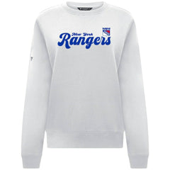 NHL White New York Rangers Levelwear Women's Yvette Big Script Tri-Blend Sweatshirt