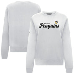 NHL White Pittsburgh Penguins Levelwear Women's Yvette Big Script Tri-Blend Sweatshirt