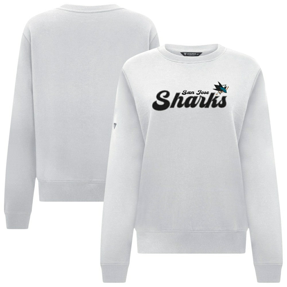 NHL White San Jose Sharks Levelwear Women's Yvette Big Script Tri-Blend Sweatshirt