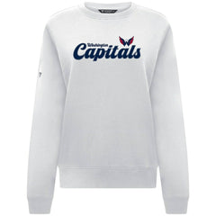 NHL White Washington Capitals Levelwear Women's Yvette Big Script Tri-Blend Sweatshirt