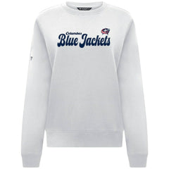 NHL White Columbus Blue Jackets Levelwear Women's Yvette Big Script Tri-Blend Sweatshirt