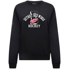 NHL Black Detroit Red Wings Levelwear Women's Yvette Limelight Big Letter Sweatshirt