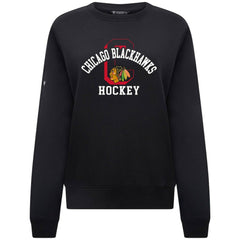 NHL Black Chicago Blackhawks Levelwear Women's Yvette Limelight Big Letter Sweatshirt