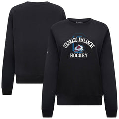 NHL Black Colorado Avalanche Levelwear Women's Yvette Limelight Big Letter Sweatshirt