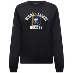 NHL Black Buffalo Sabres Levelwear Women's Yvette Limelight Big Letter Sweatshirt