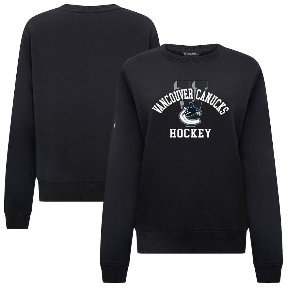 NHL Black Vancouver Canucks Levelwear Women's Yvette Limelight Big Letter Sweatshirt