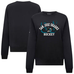 NHL Black San Jose Sharks Levelwear Women's Yvette Limelight Big Letter Sweatshirt