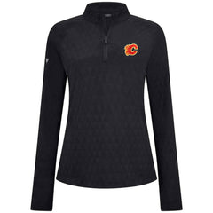 NHL Black Calgary Flames Levelwear Women's Spike Raglan Quarter-Zip Top