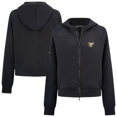NHL Black Pittsburgh Penguins Levelwear Women's Judd Raglan Full-Zip Hoodie