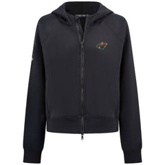 NHL Black Minnesota Wild Levelwear Women's Judd Raglan Full-Zip Hoodie