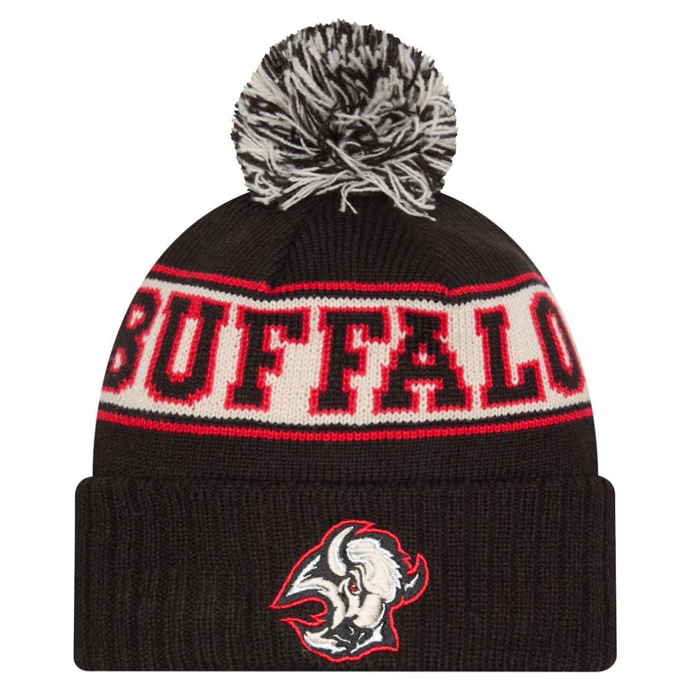 NHL Black Buffalo Sabres New Era Retro Cuffed Knit Hat with Pom