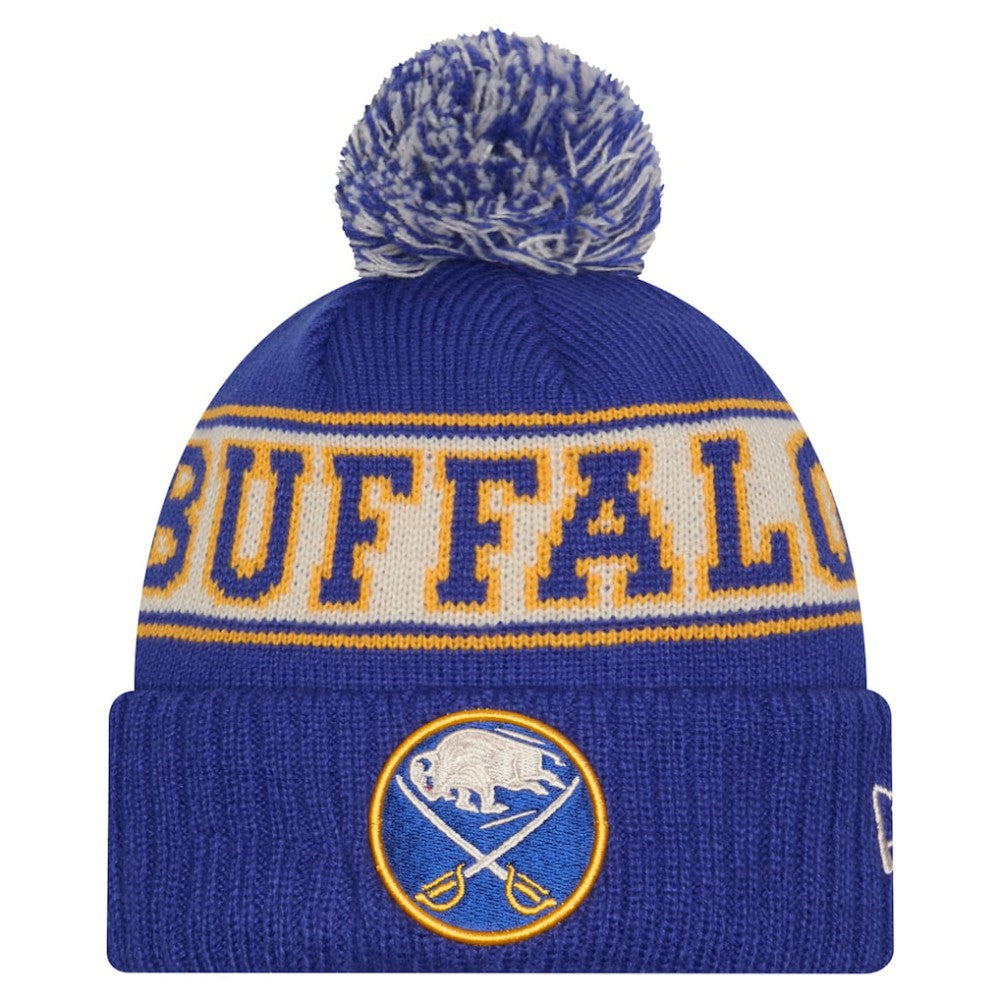 NHL Royal Buffalo Sabres New Era Retro Cuffed Knit Hat with Pom