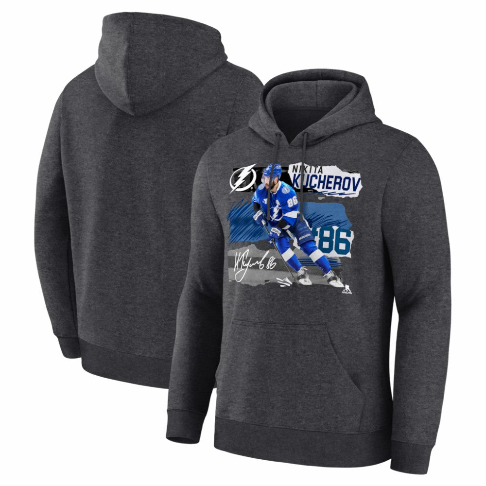 NHL Charcoal Nikita Kucherov Tampa Bay Lightning Fresh Ice Hoodie