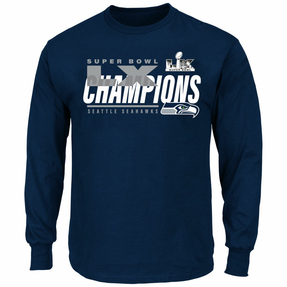 Super Bowl LX Champions Big & Tall Iconic Victory Long Sleeve T-Shirt - Seattle Seahawks