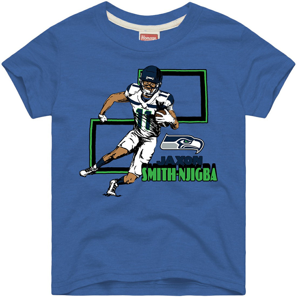 Jaxon Smith-Njigba Homage Youth Draft Tri-Blend T-Shirt - Seattle Seahawks