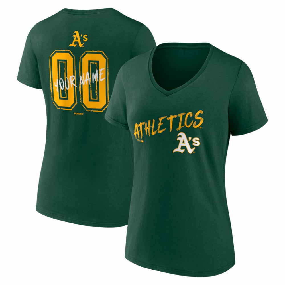 MLB Athletics Women's Hustle Personalized Name & Number V-Neck T-Shirt