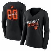 MLB Baltimore Orioles Women's Hustle Personalized Name & Number Long Sleeve V-Neck T-Shirt