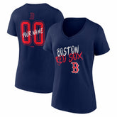 MLB Boston Red Sox Women's Hustle Personalized Name & Number V-Neck T-Shirt
