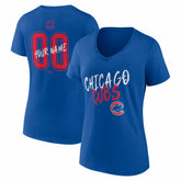 MLB Chicago Cubs Women's Hustle Personalized Name & Number V-Neck T-Shirt