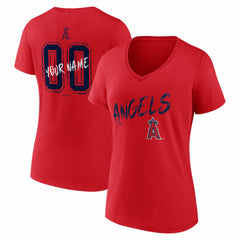 MLB Los Angeles Angels Women's Hustle Personalized Name & Number V-Neck T-Shirt