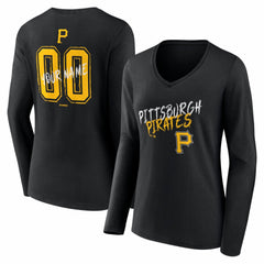 MLB Pittsburgh Pirates Women's Hustle Personalized Name & Number Long Sleeve V-Neck T-Shirt