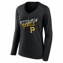 MLB Pittsburgh Pirates Women's Hustle Personalized Name & Number Long Sleeve V-Neck T-Shirt