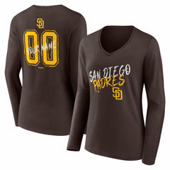 MLB San Diego Padres Women's Hustle Personalized Name & Number Long Sleeve V-Neck T-Shirt
