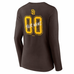 MLB San Diego Padres Women's Hustle Personalized Name & Number Long Sleeve V-Neck T-Shirt