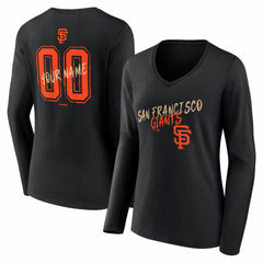 MLB San Francisco Giants Women's Hustle Personalized Name & Number Long Sleeve V-Neck T-Shirt