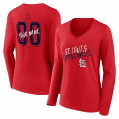 MLB St. Louis Cardinals Women's Hustle Personalized Name & Number Long Sleeve V-Neck T-Shirt