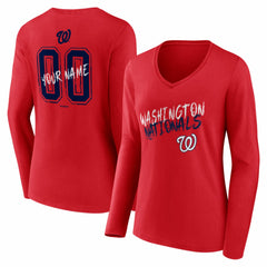 MLB Washington Nationals Women's Hustle Personalized Name & Number Long Sleeve V-Neck T-Shirt
